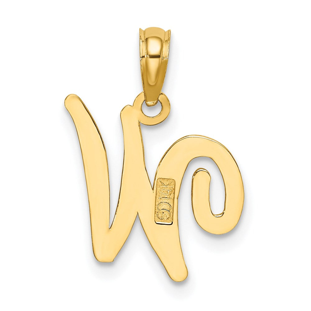 14K Gelbgold Schreibschrift-Buchstabe „W“ Initial-Anhänger