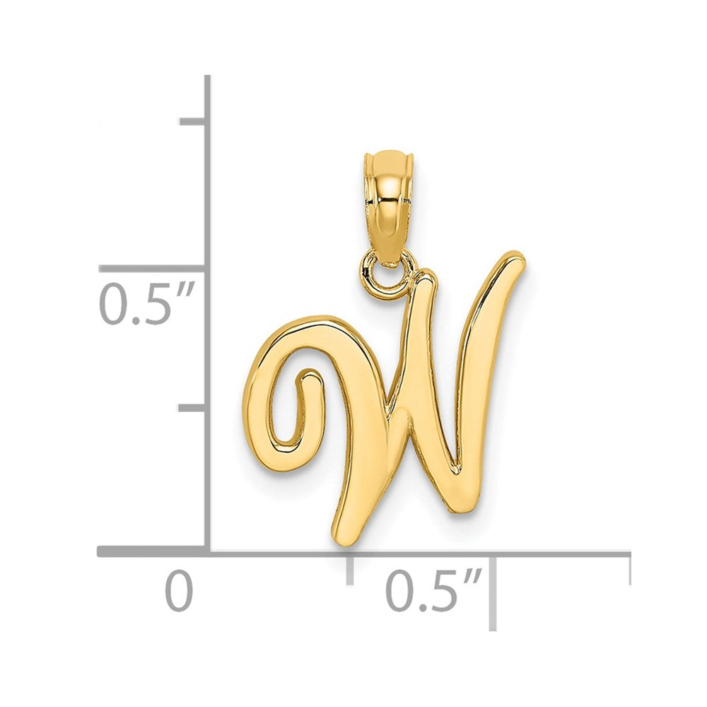 14K Gelbgold Schreibschrift-Buchstabe „W“ Initial-Anhänger