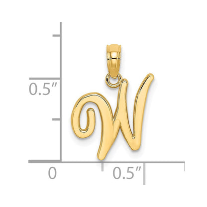 14K Gelbgold Schreibschrift-Buchstabe „W“ Initial-Anhänger