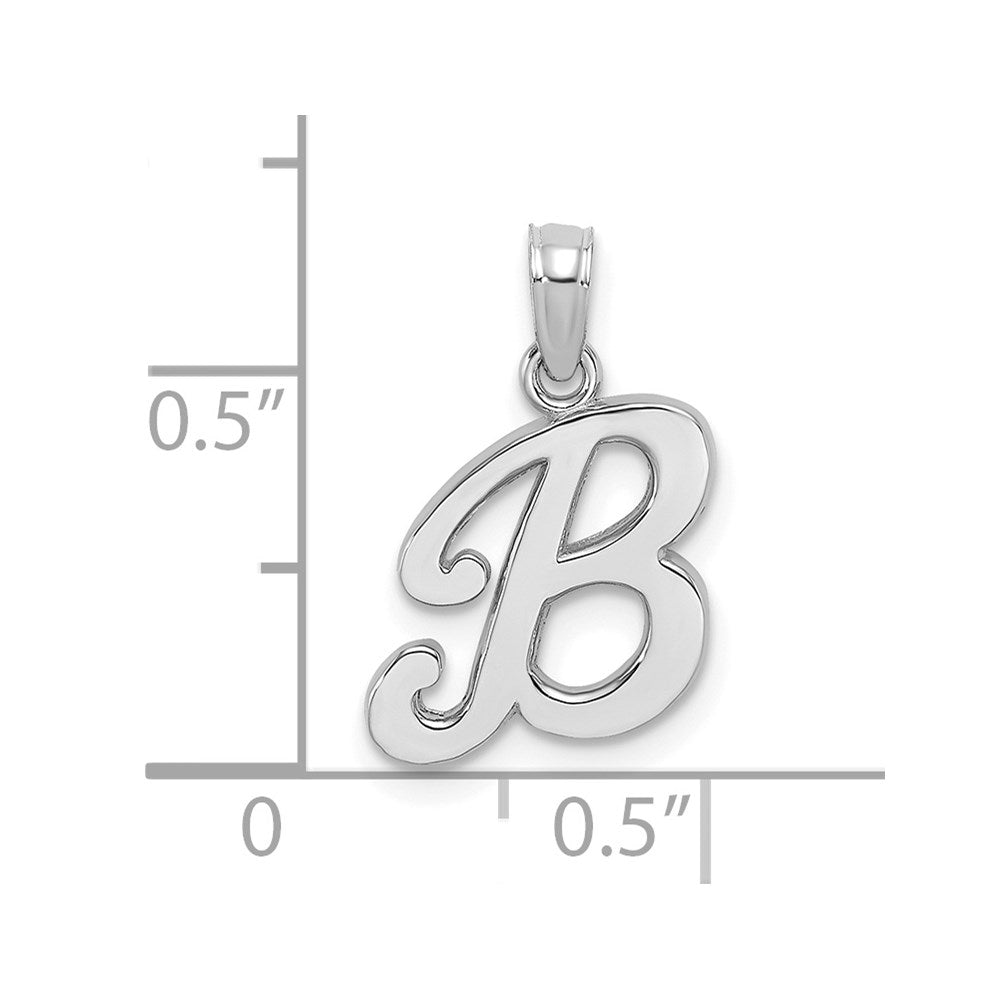 14K Weißgold Skript-Buchstabe B Initial-Anhänger