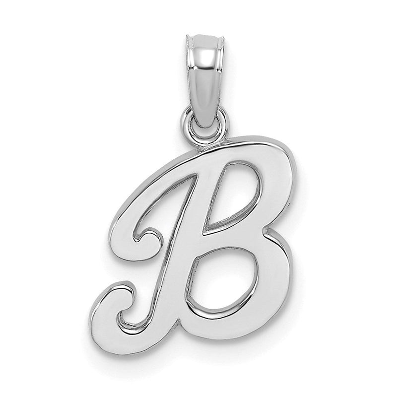 14K Weißgold Skript-Buchstabe B Initial-Anhänger