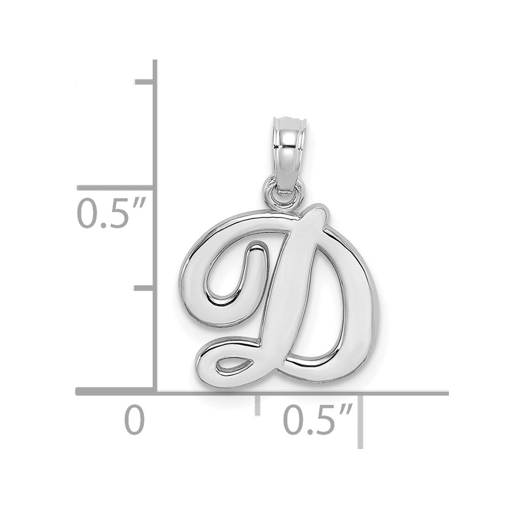 14K Weißgold Initial-Anhänger Buchstabe D in Schreibschrift