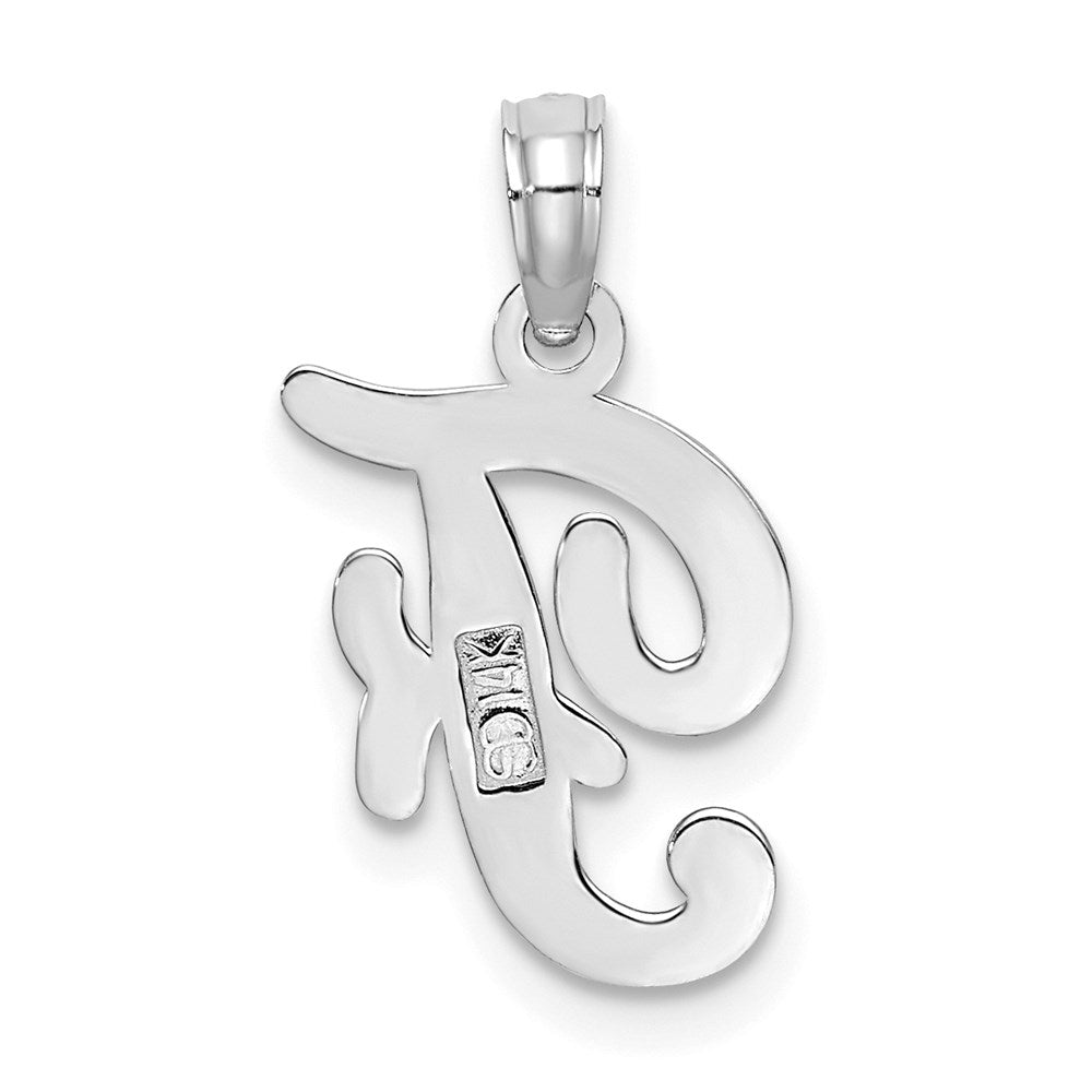 14K Weißgold Skript-Buchstabe F Initial-Anhänger