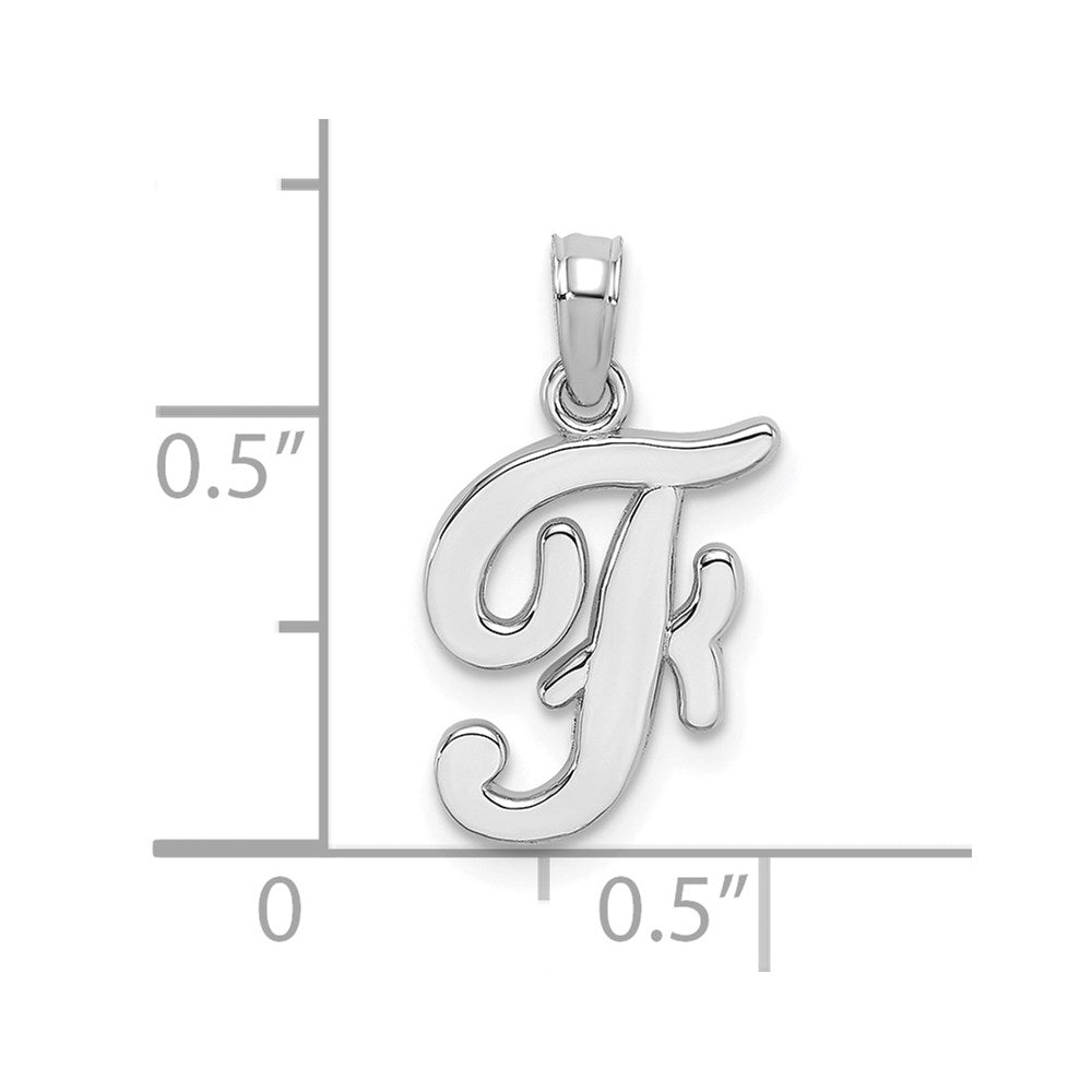 14K Weißgold Skript-Buchstabe F Initial-Anhänger