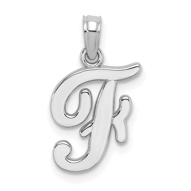 14K Weißgold Skript-Buchstabe F Initial-Anhänger