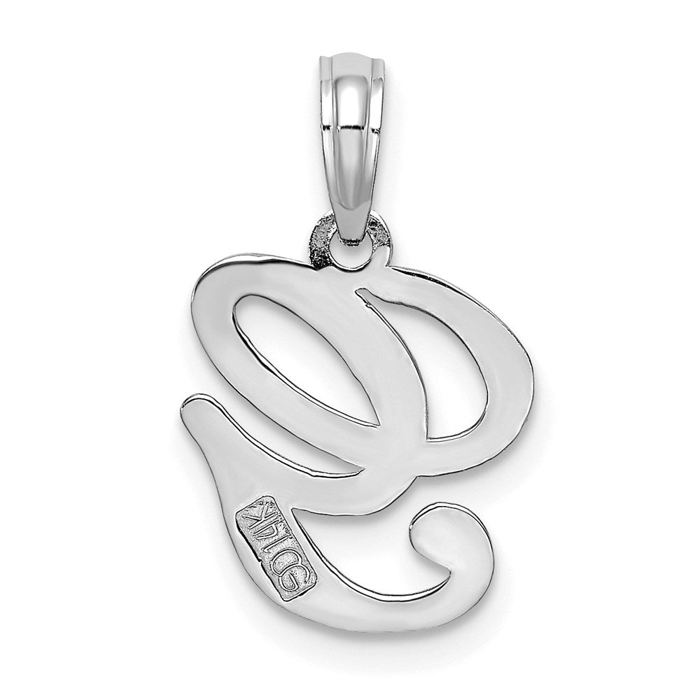 14K Weißgold Skript-Buchstabe G Initial-Anhänger