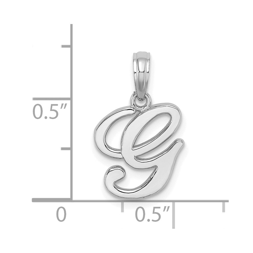 14K Weißgold Skript-Buchstabe G Initial-Anhänger