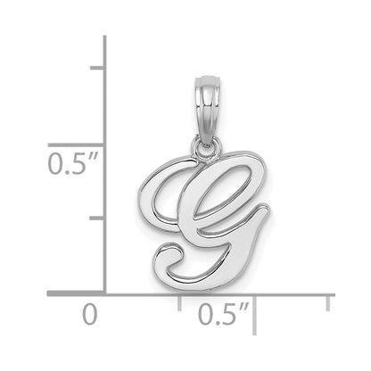 14K Weißgold Skript-Buchstabe G Initial-Anhänger