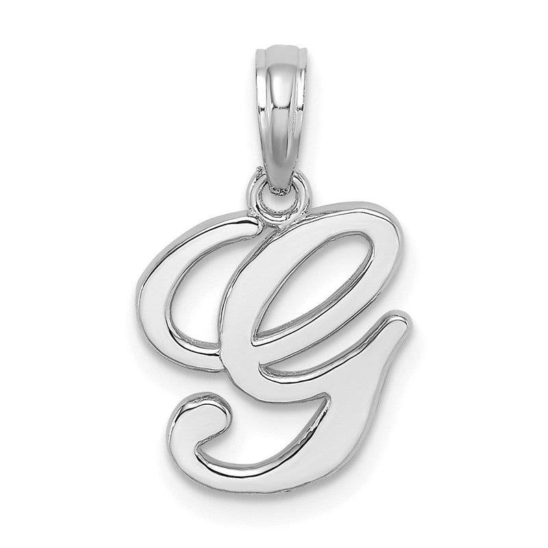 14K Weißgold Skript-Buchstabe G Initial-Anhänger