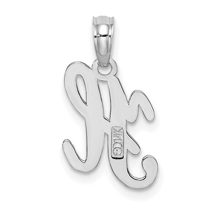 14K Weißgold Skript-Buchstabe H Initial-Anhänger
