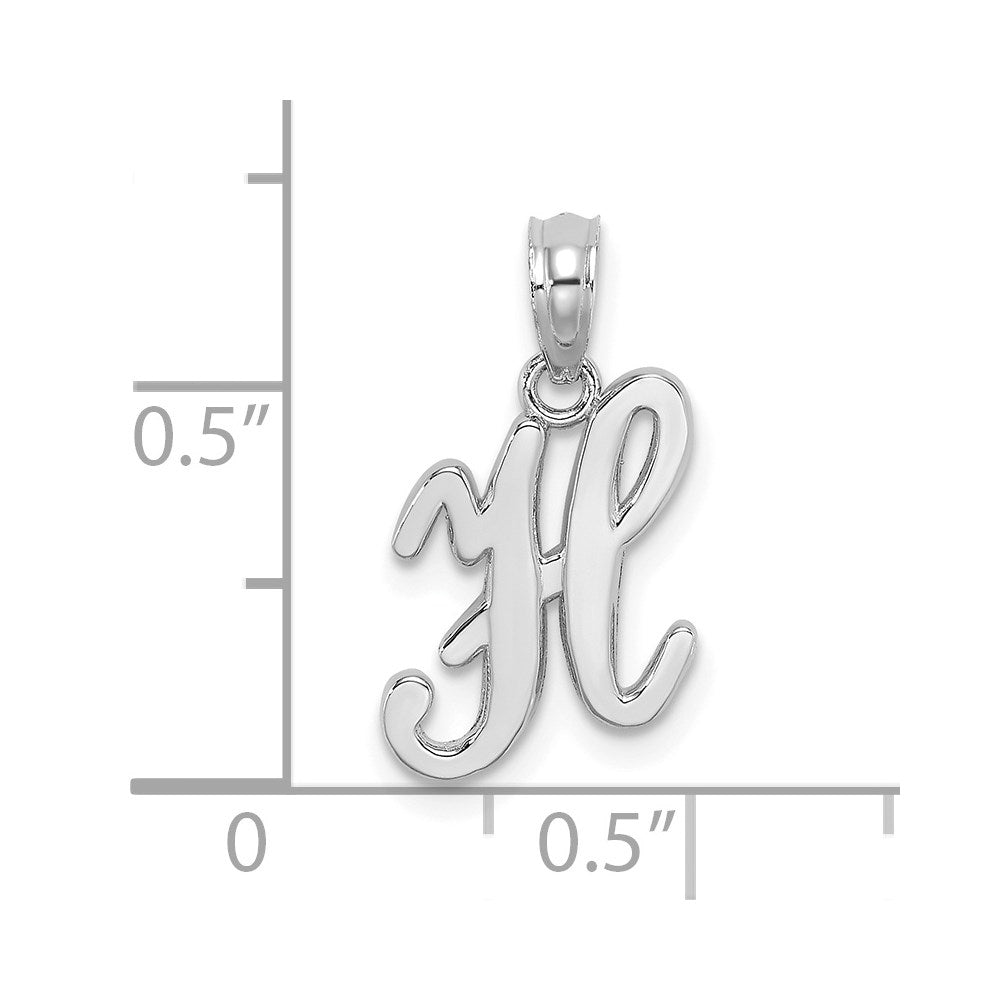 14K Weißgold Skript-Buchstabe H Initial-Anhänger