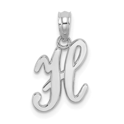 14K Weißgold Skript-Buchstabe H Initial-Anhänger