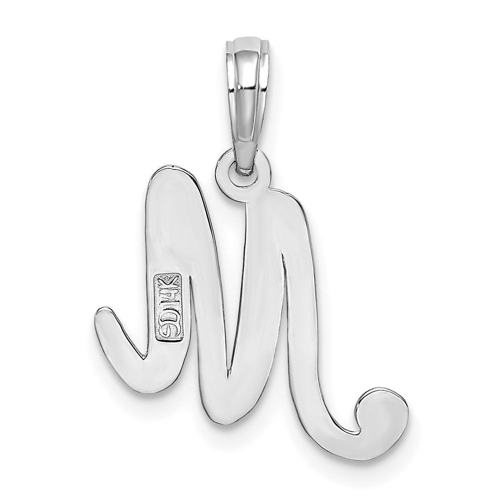 14K Weißgold Skript-Buchstabe M Initial-Anhänger