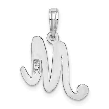 14K Weißgold Skript-Buchstabe M Initial-Anhänger