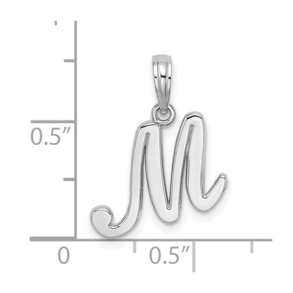 14K Weißgold Skript-Buchstabe M Initial-Anhänger