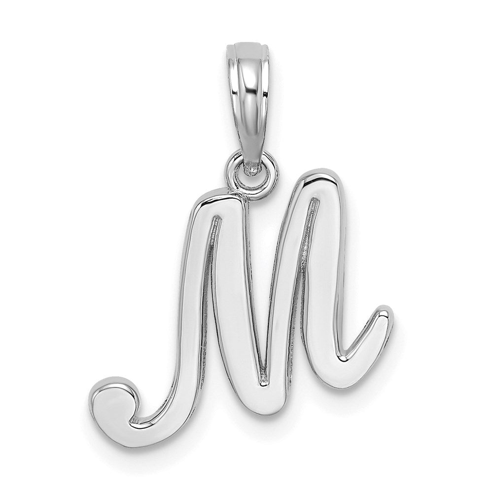 14K Weißgold Skript-Buchstabe M Initial-Anhänger