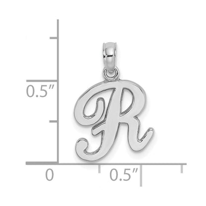 14k Weißgold Skript-Buchstabe R Initial-Anhänger