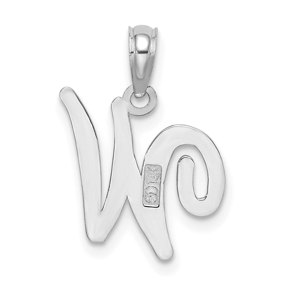 14K Weißgold Anhänger mit Initiale „W" in Schreibschrift