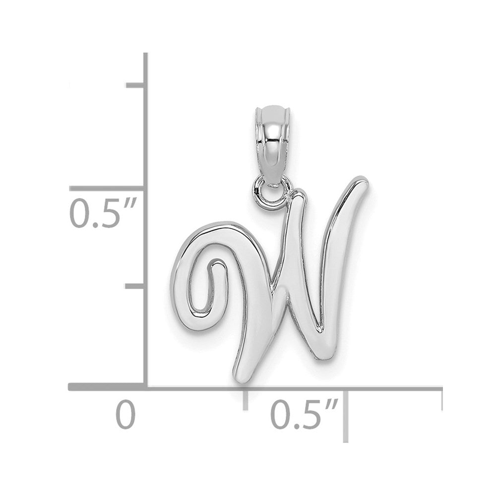 14K Weißgold Anhänger mit Initiale „W" in Schreibschrift