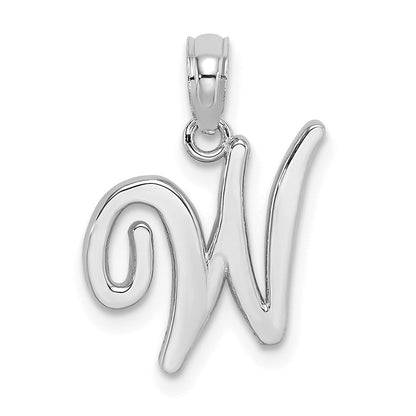 14K Weißgold Anhänger mit Initiale „W" in Schreibschrift