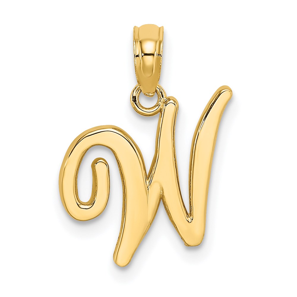 14K Gelbgold Schreibschrift-Buchstabe „W“ Initial-Anhänger
