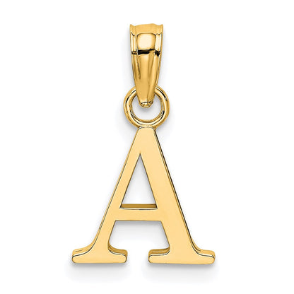 14K Gelbgold 14ky Poliert Block Buchstabe A Initiale Anhänger