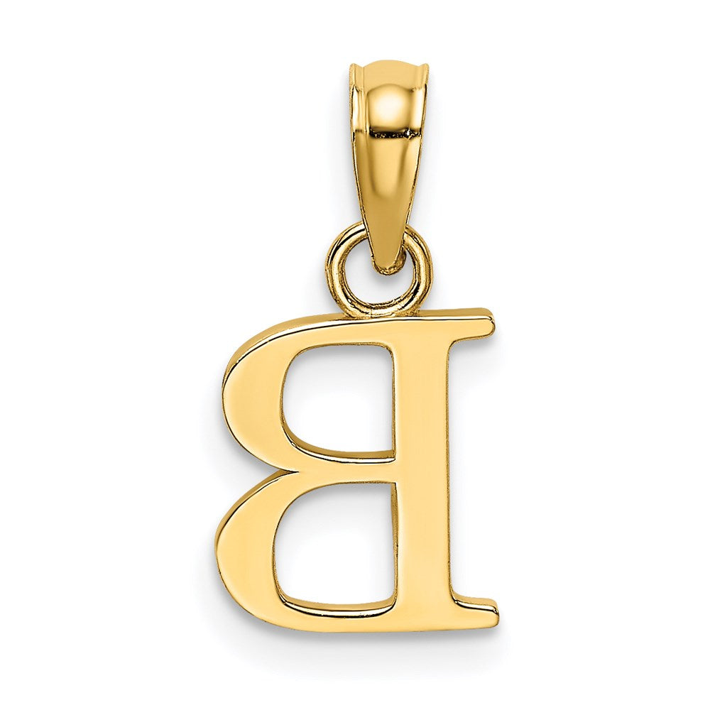 14K Gelbgold 14ky Poliert Block Buchstabe B Initiale Anhänger