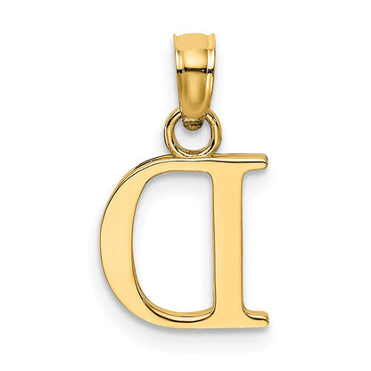 14K Gelbgold 14ky Poliert Block Buchstabe D Initiale Anhänger