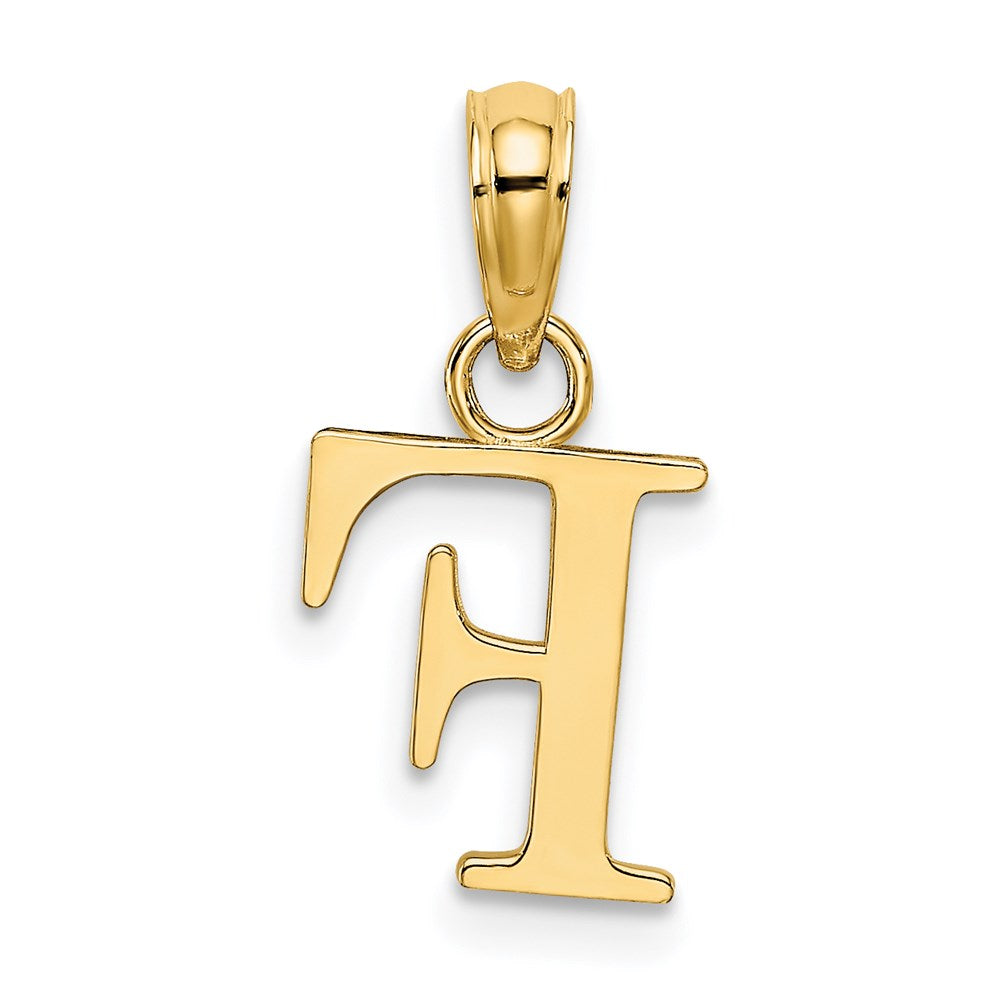14K Gelbgold Poliert Block Buchstabe F Initiale Anhänger