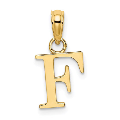 14K Gelbgold Poliert Block Buchstabe F Initiale Anhänger