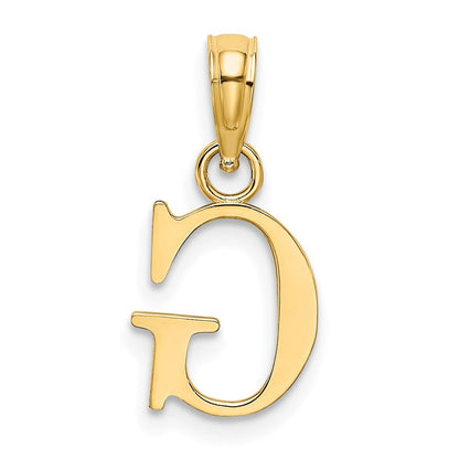 14K Gelbgold Poliert Block Buchstabe G Initiale Anhänger