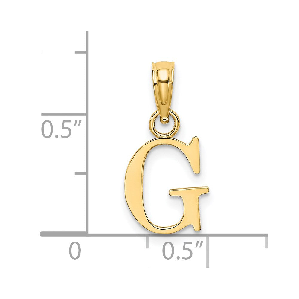 14K Gelbgold Poliert Block Buchstabe G Initiale Anhänger