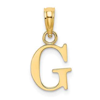 14K Gelbgold Poliert Block Buchstabe G Initiale Anhänger