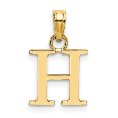 14K Gelbgold Poliert Block Buchstabe H Initiale Anhänger