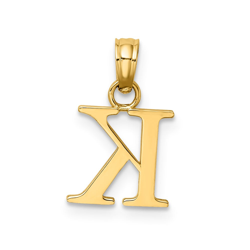14K Gelbgold Poliert Block Buchstabe K Initiale Anhänger
