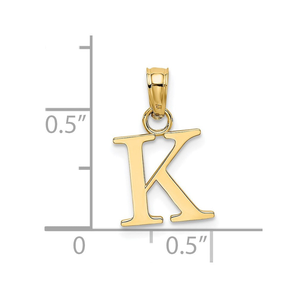14K Gelbgold Poliert Block Buchstabe K Initiale Anhänger