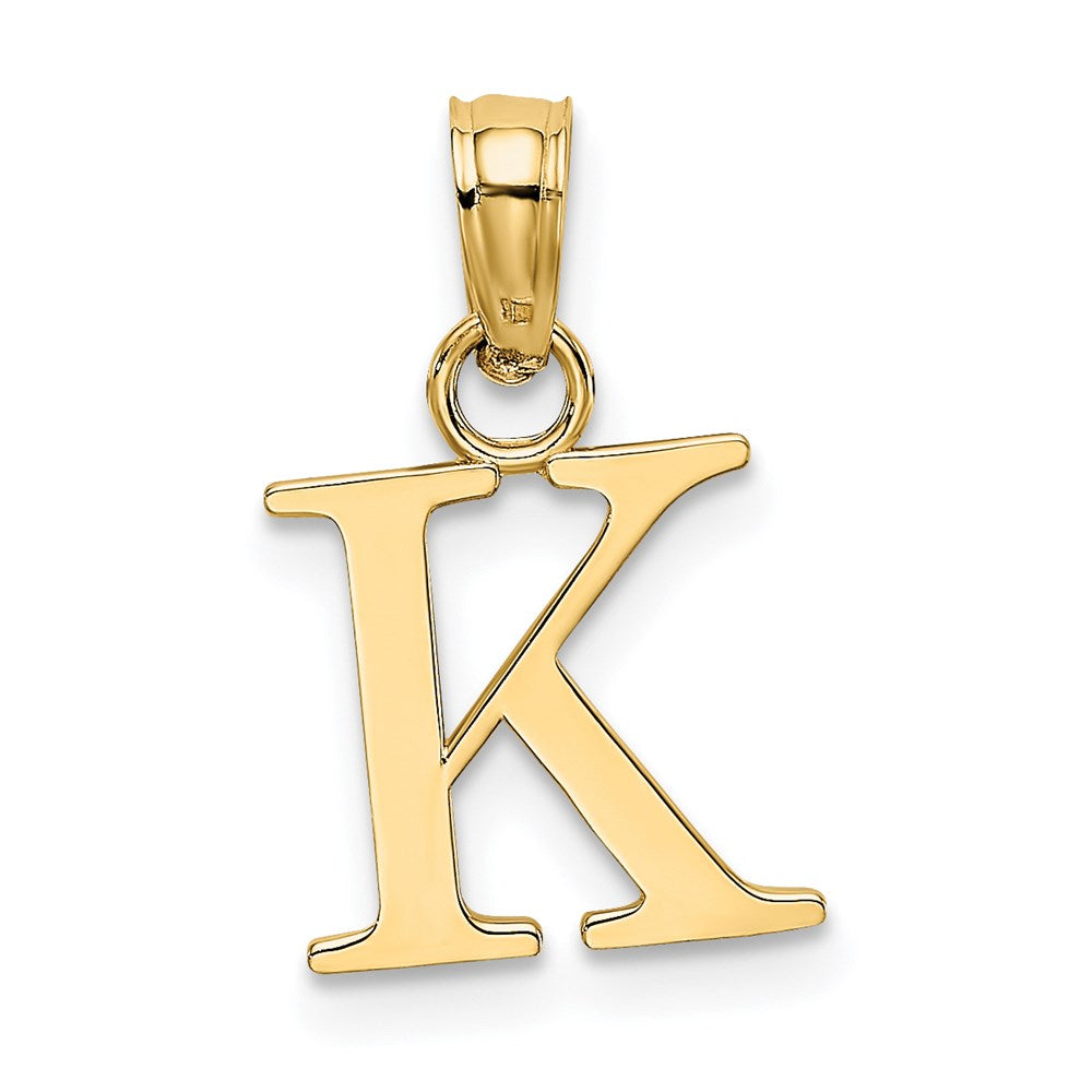 14K Gelbgold Poliert Block Buchstabe K Initiale Anhänger