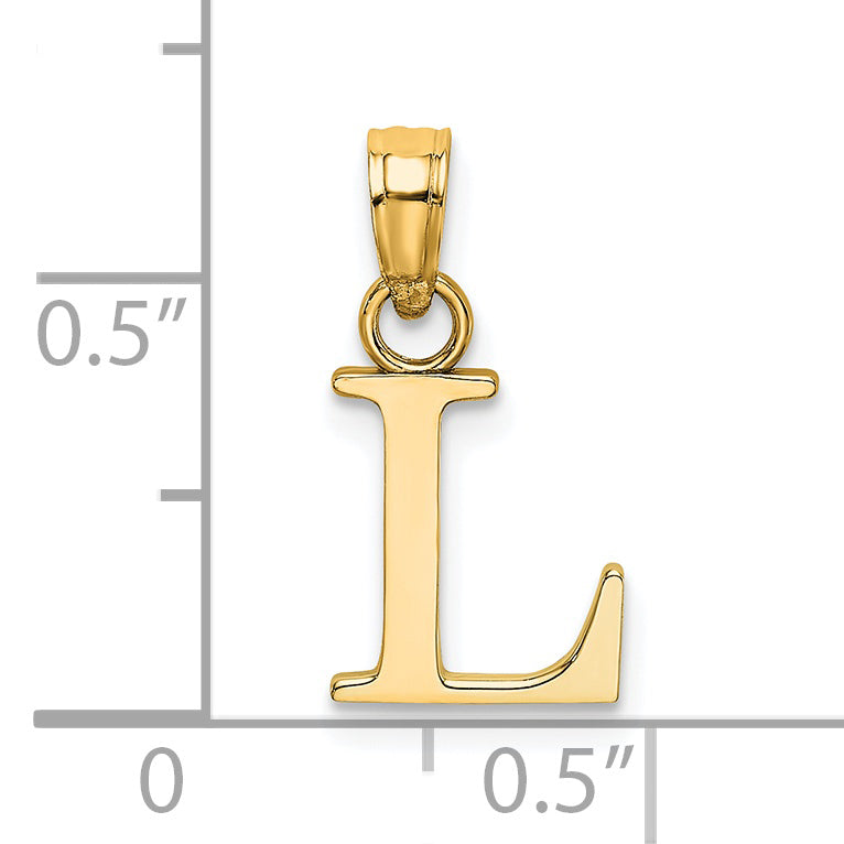14K Gelbgold Poliert Block Buchstabe L Initiale Anhänger