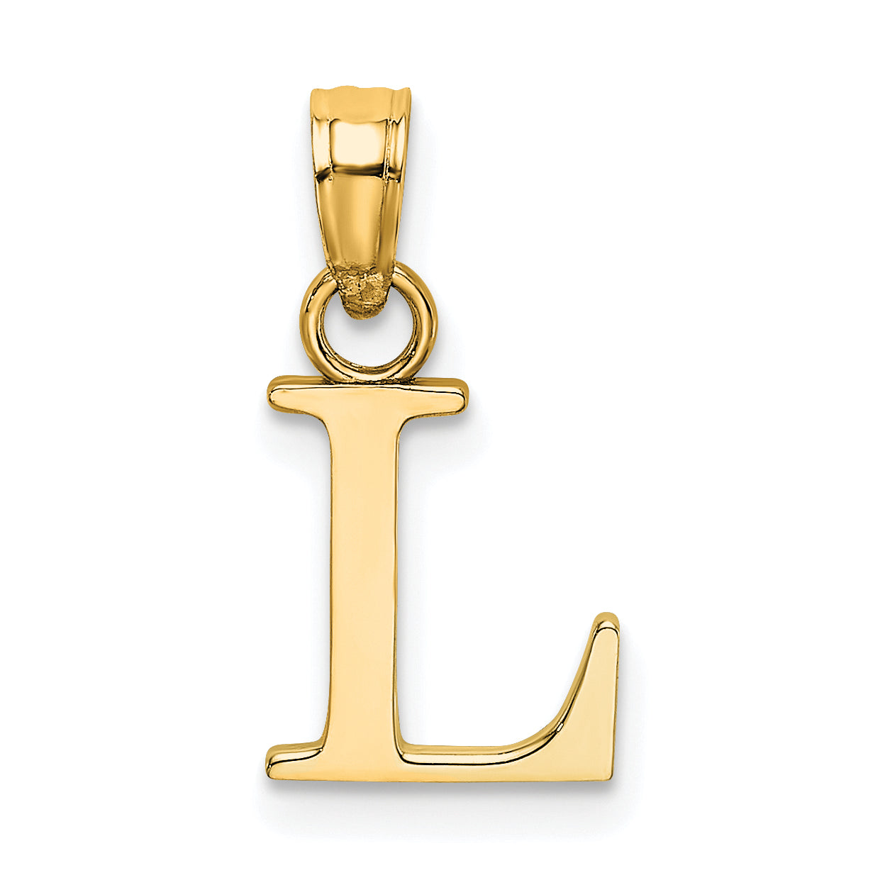 14K Gelbgold Poliert Block Buchstabe L Initiale Anhänger