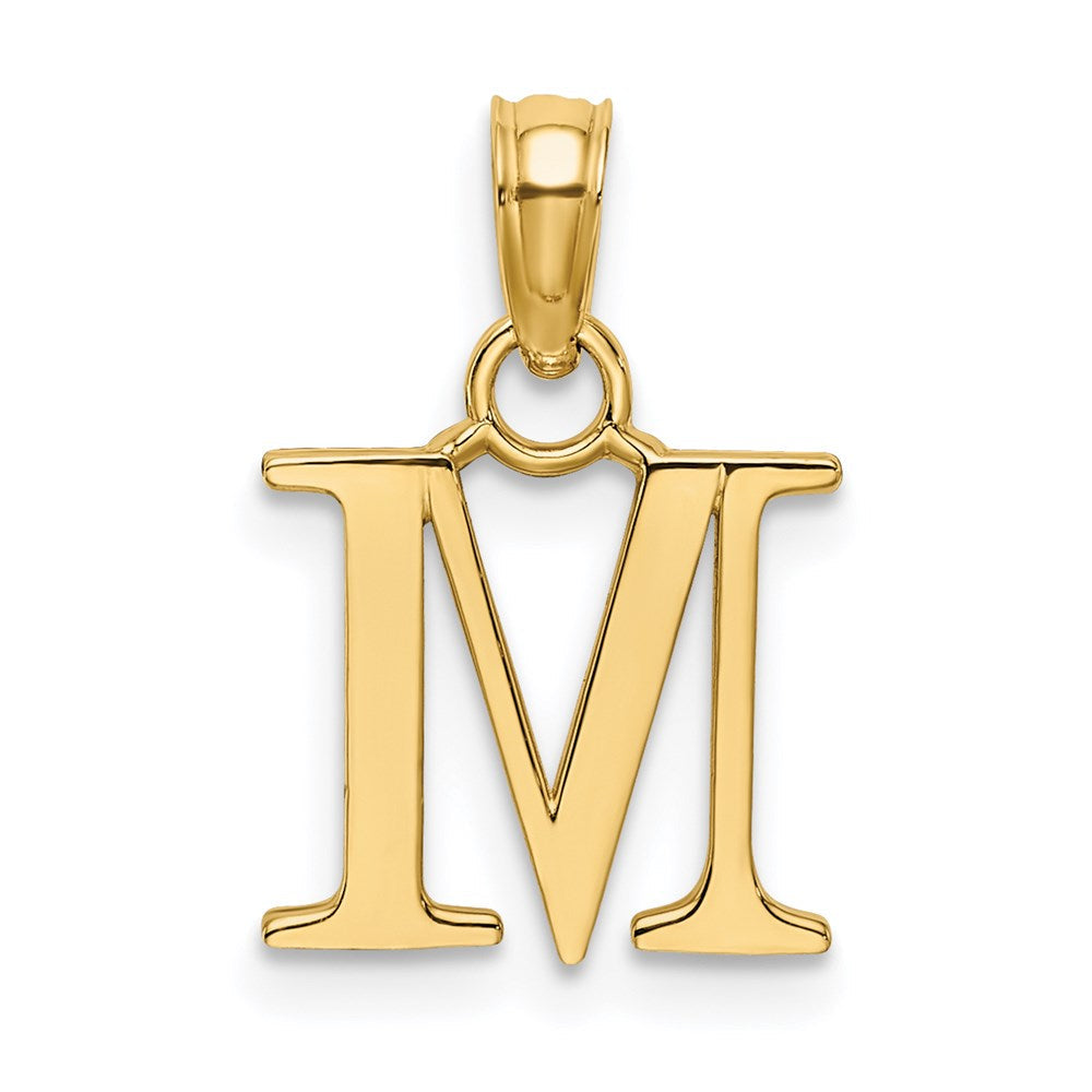 14K Gelbgold Poliert Block Buchstabe M Initiale Anhänger