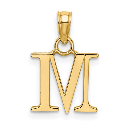 14K Gelbgold Poliert Block Buchstabe M Initiale Anhänger