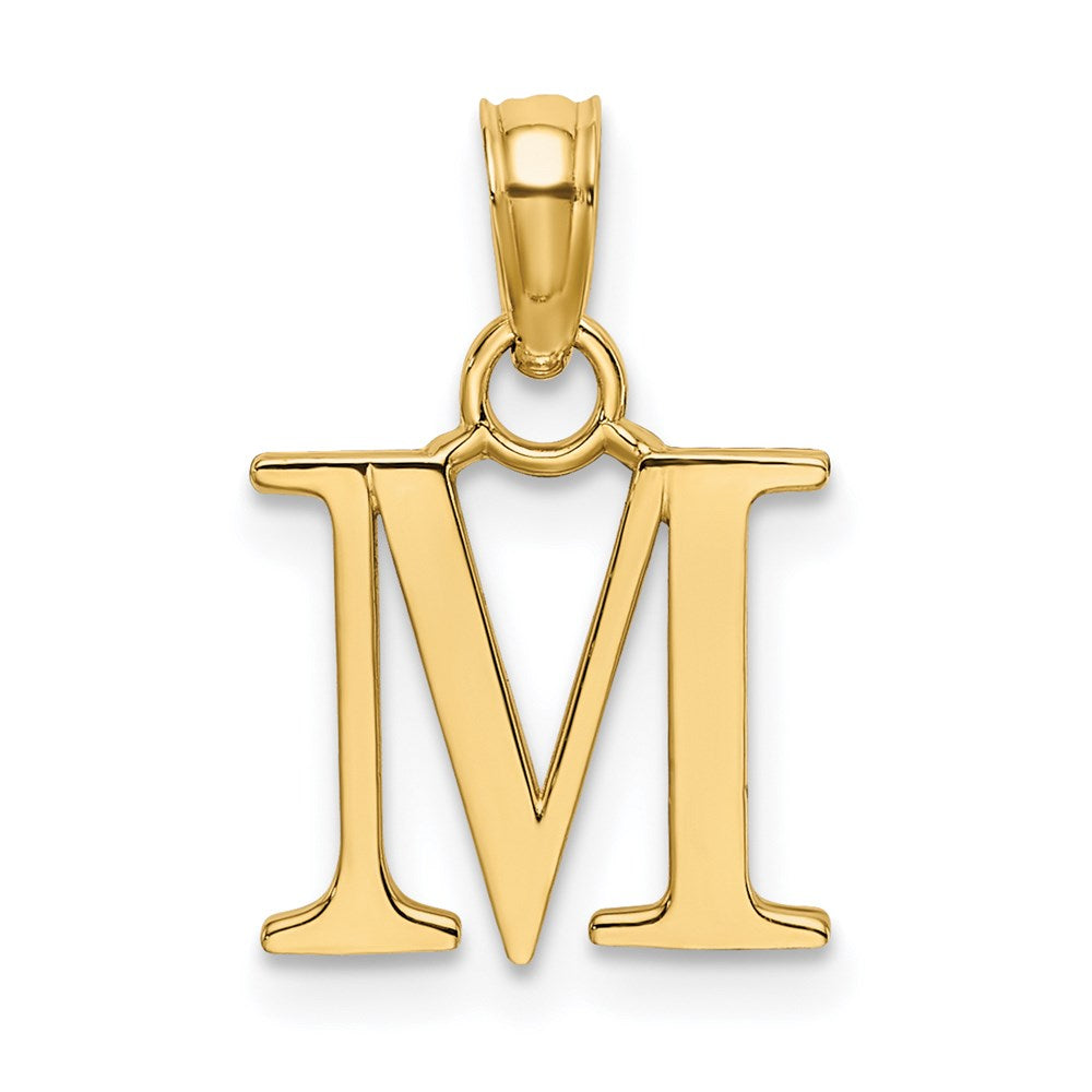 14K Gelbgold Poliert Block Buchstabe M Initiale Anhänger