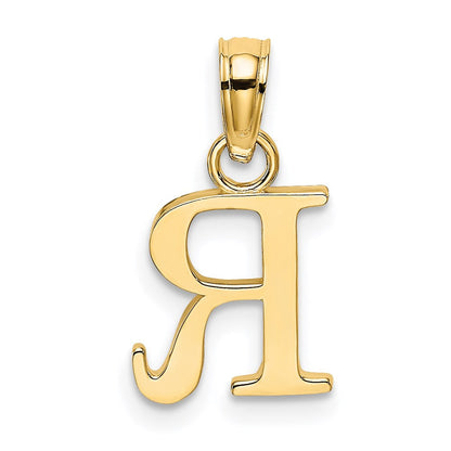 14K Gelbgold Poliert Block Buchstabe R Initiale Anhänger