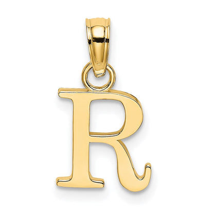 14K Gelbgold Poliert Block Buchstabe R Initiale Anhänger