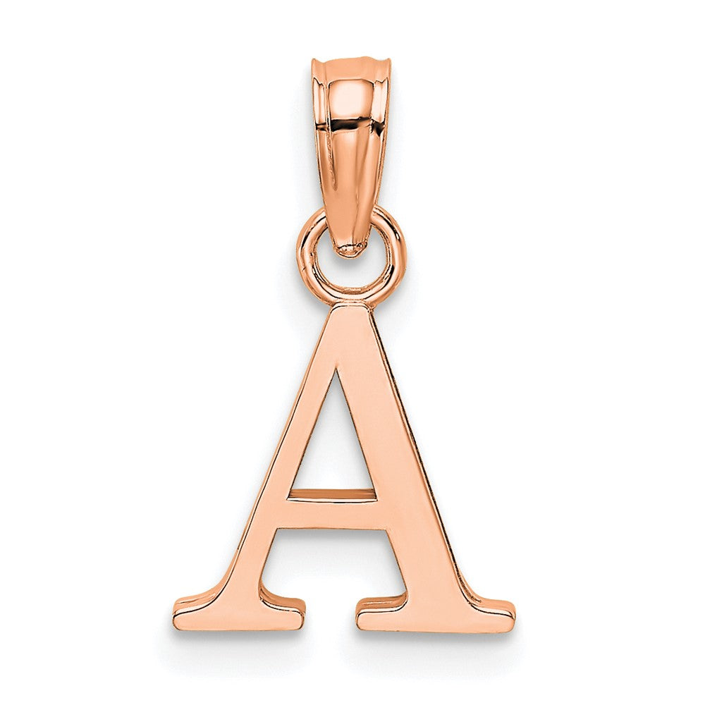 14K Roségold Poliert Block Buchstabe A Initiale Anhänger