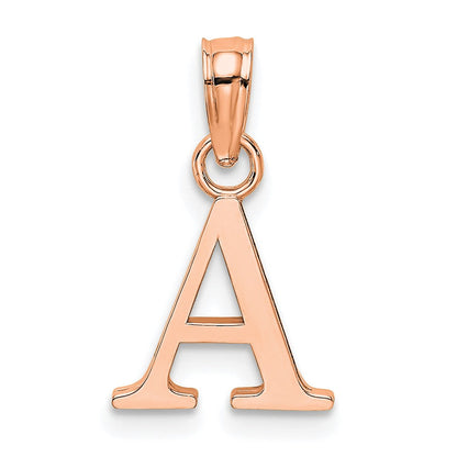 14K Roségold Poliert Block Buchstabe A Initiale Anhänger