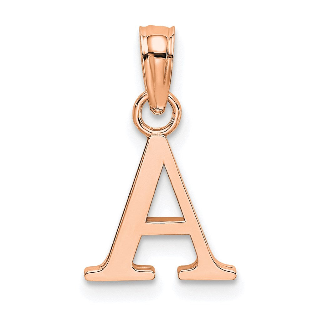 14K Roségold Poliert Block Buchstabe A Initiale Anhänger