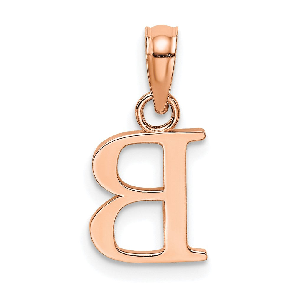 14K Roségold Poliert Block Buchstabe B Initiale Anhänger