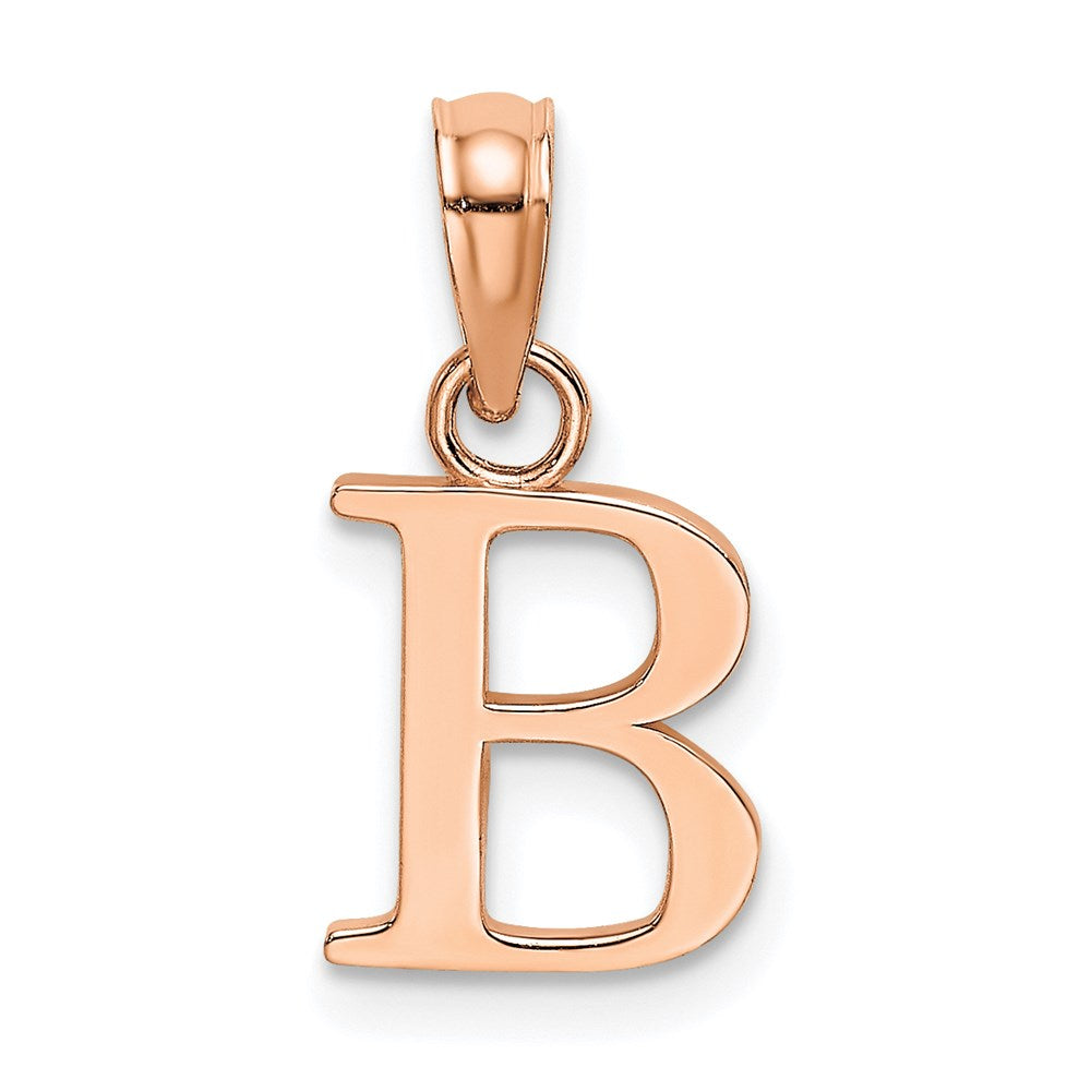 14K Roségold Poliert Block Buchstabe B Initiale Anhänger