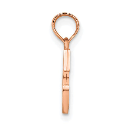14K Roségold Poliert Block Buchstabe C Initiale Anhänger